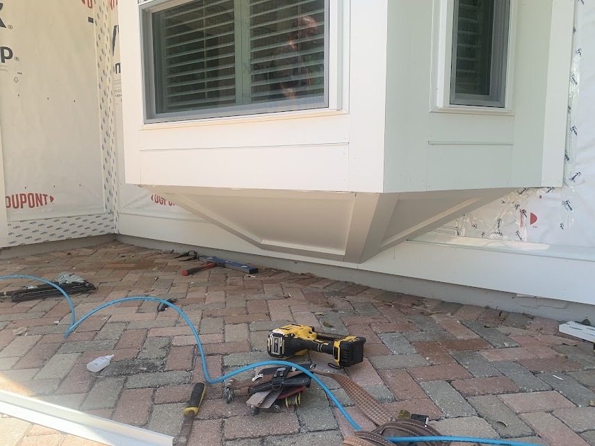 Cypress porch ceiling planks mitered into a tight outside corner